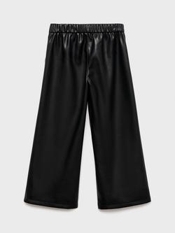 Mango Kids' Lucia Faux Leather Trousers, Black - view 2, Black
