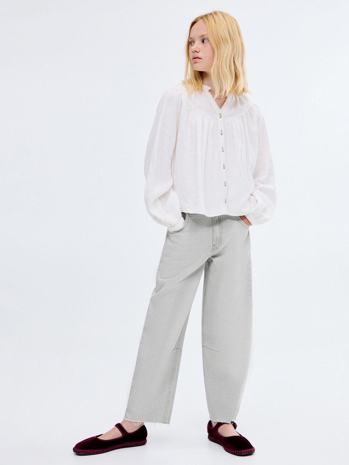 Product image 1 of 7, which shows Mango Kids' Balloon Jeans, Grey, 10 years