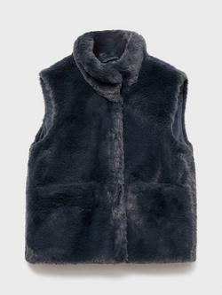 Mango Kids' Canela Faux Fur Sleeveless Waistcoat, Charcoal