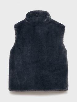 Mango Kids' Canela Faux Fur Sleeveless Waistcoat - view 2, Charcoal