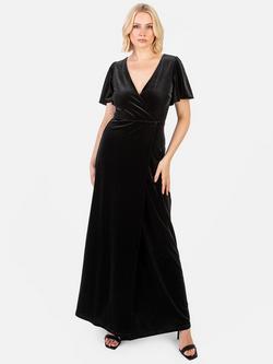 Maya Deluxe Velvet Wrap Maxi Dress, Black