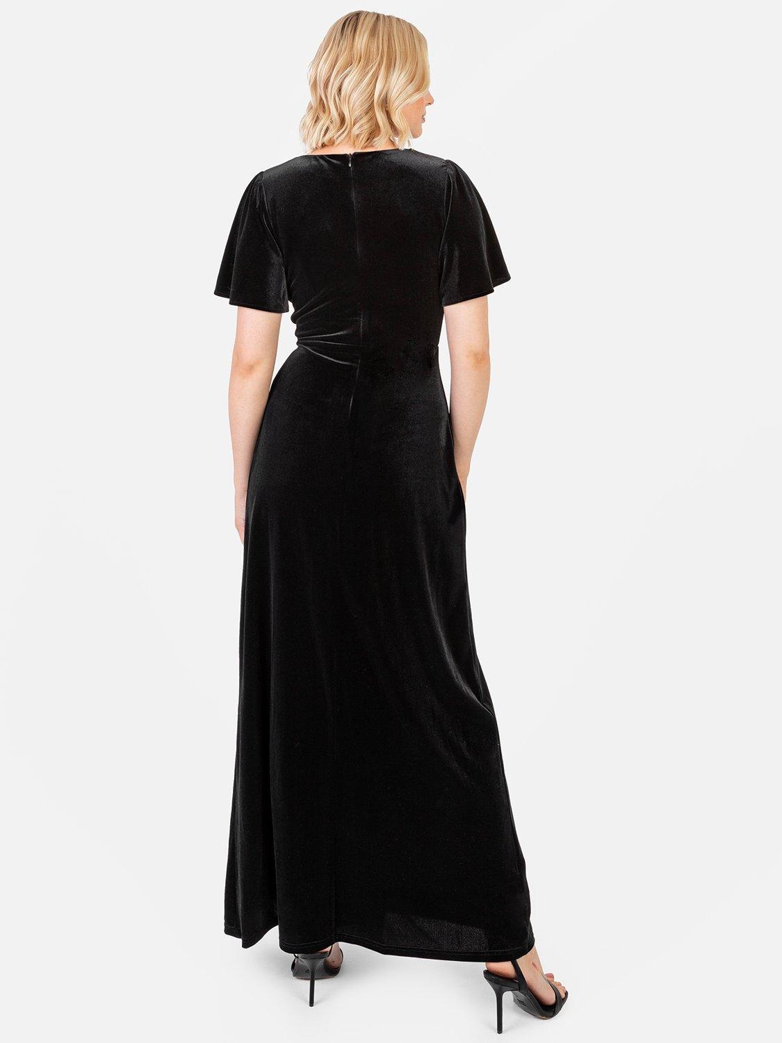 Product image 3 of 5, which shows Maya Deluxe Velvet Wrap Maxi Dress, Black, 6