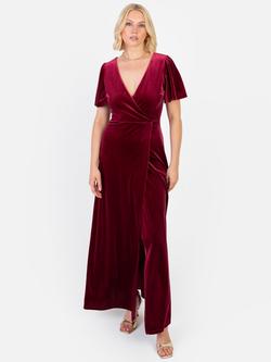 Maya Deluxe Velvet Wrap Maxi Dress, Cranberry
