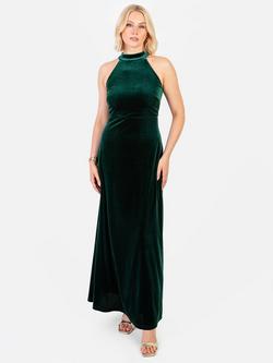 Maya Deluxe Halterneck Velvet Maxi Dress, Emerald