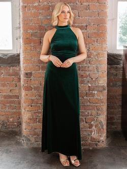 Maya Deluxe Halterneck Velvet Maxi Dress - view 2, Emerald