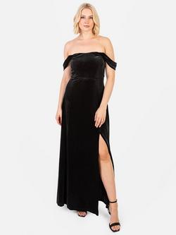 Maya Deluxe Bardot Velvet Maxi Dress, Black
