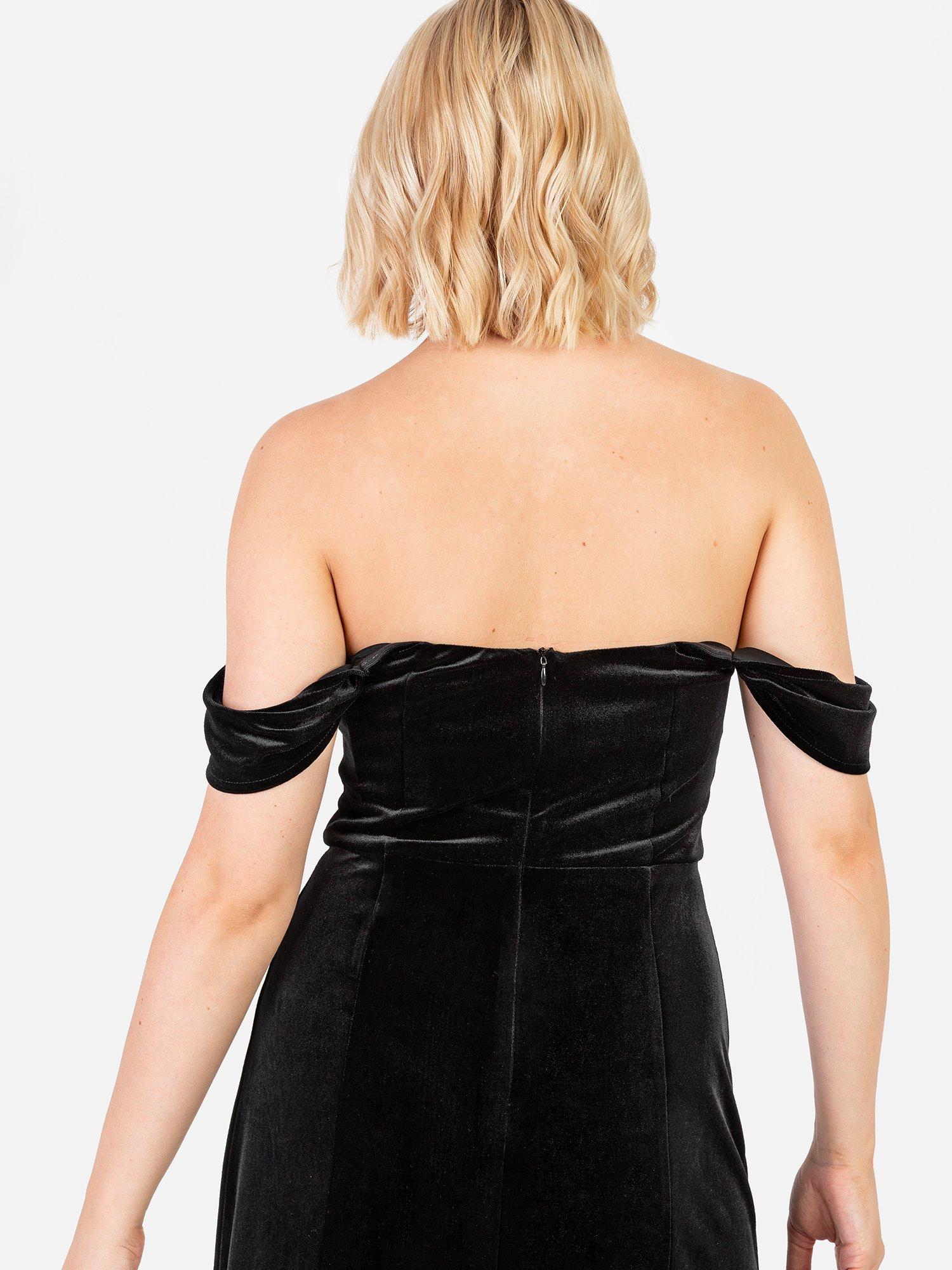 Maya Deluxe Bardot Velvet Maxi Dress