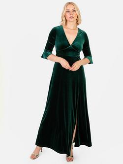 Maya Deluxe Velvet Three Quarter Sleeve Maxi Dress, Emerald
