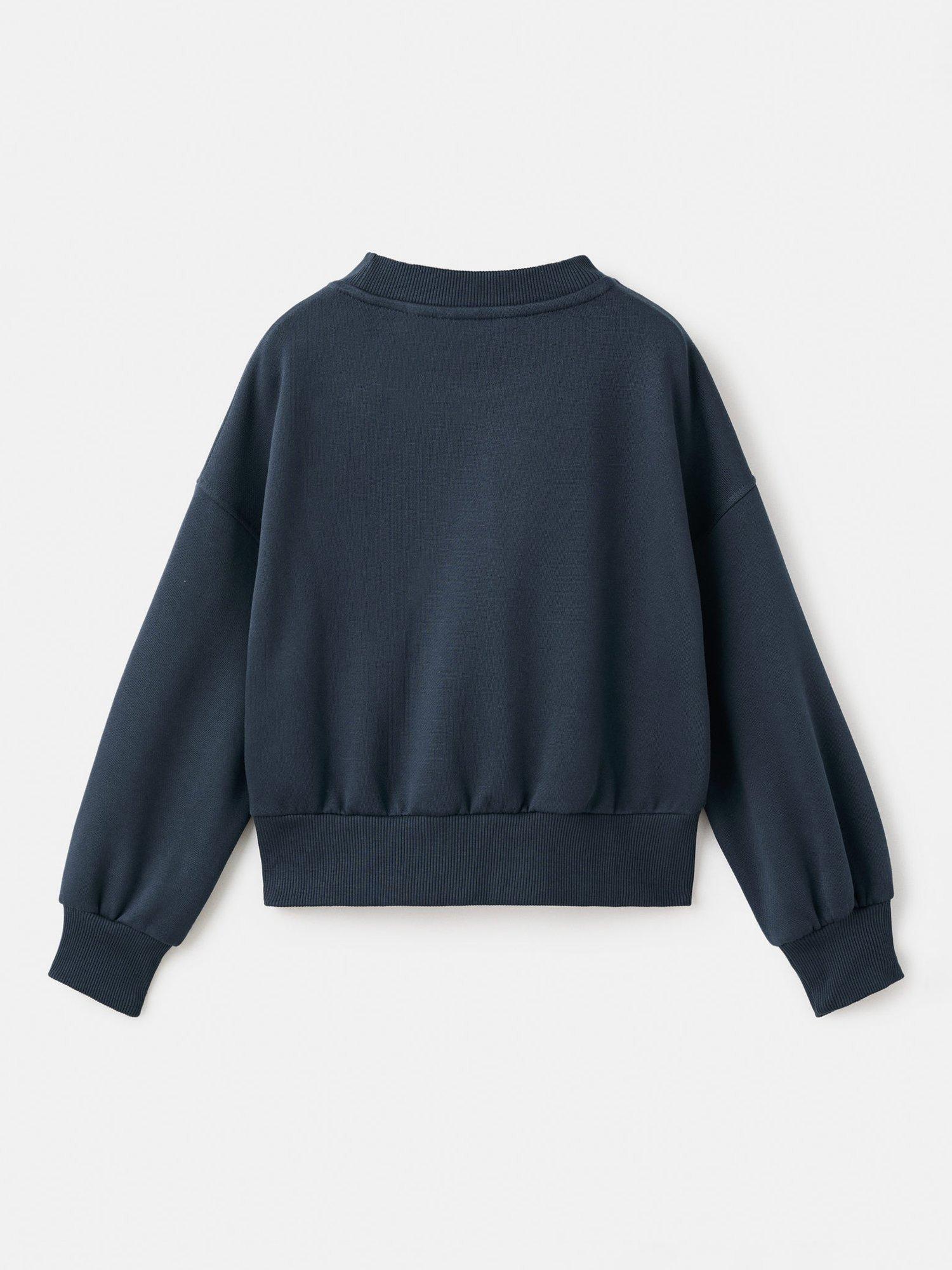 Product image 2 of 4, which shows Mango Kids' Brookset Cotton Blend Embroidered Sweatshirt, Navy, 5-6 years