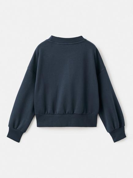 Mango Kids' Brookset Cotton Blend Embroidered Sweatshirt, Navy - view 2, Navy