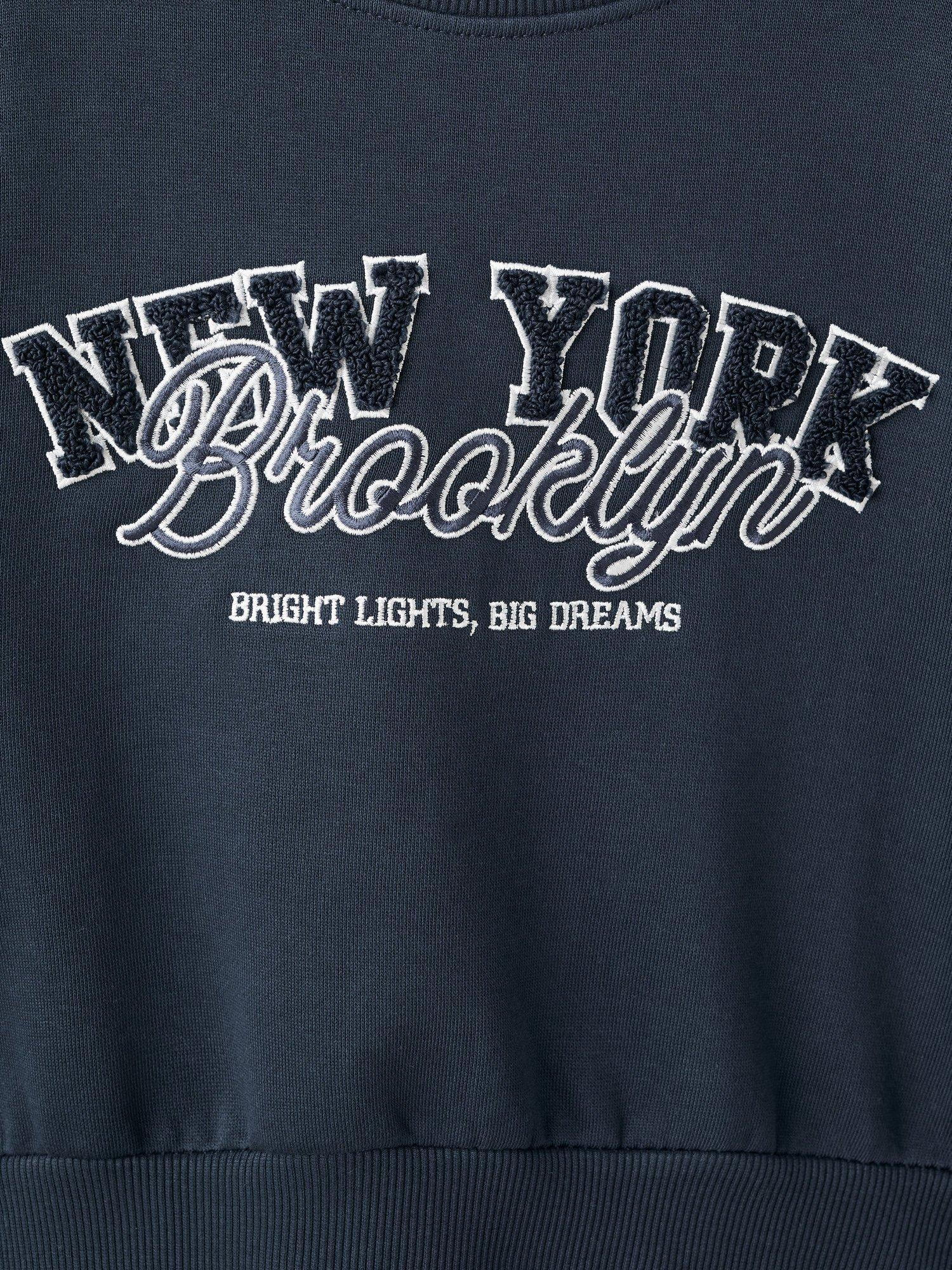 Product image 4 of 4, which shows Mango Kids' Brookset Cotton Blend Embroidered Sweatshirt, Navy, 5-6 years