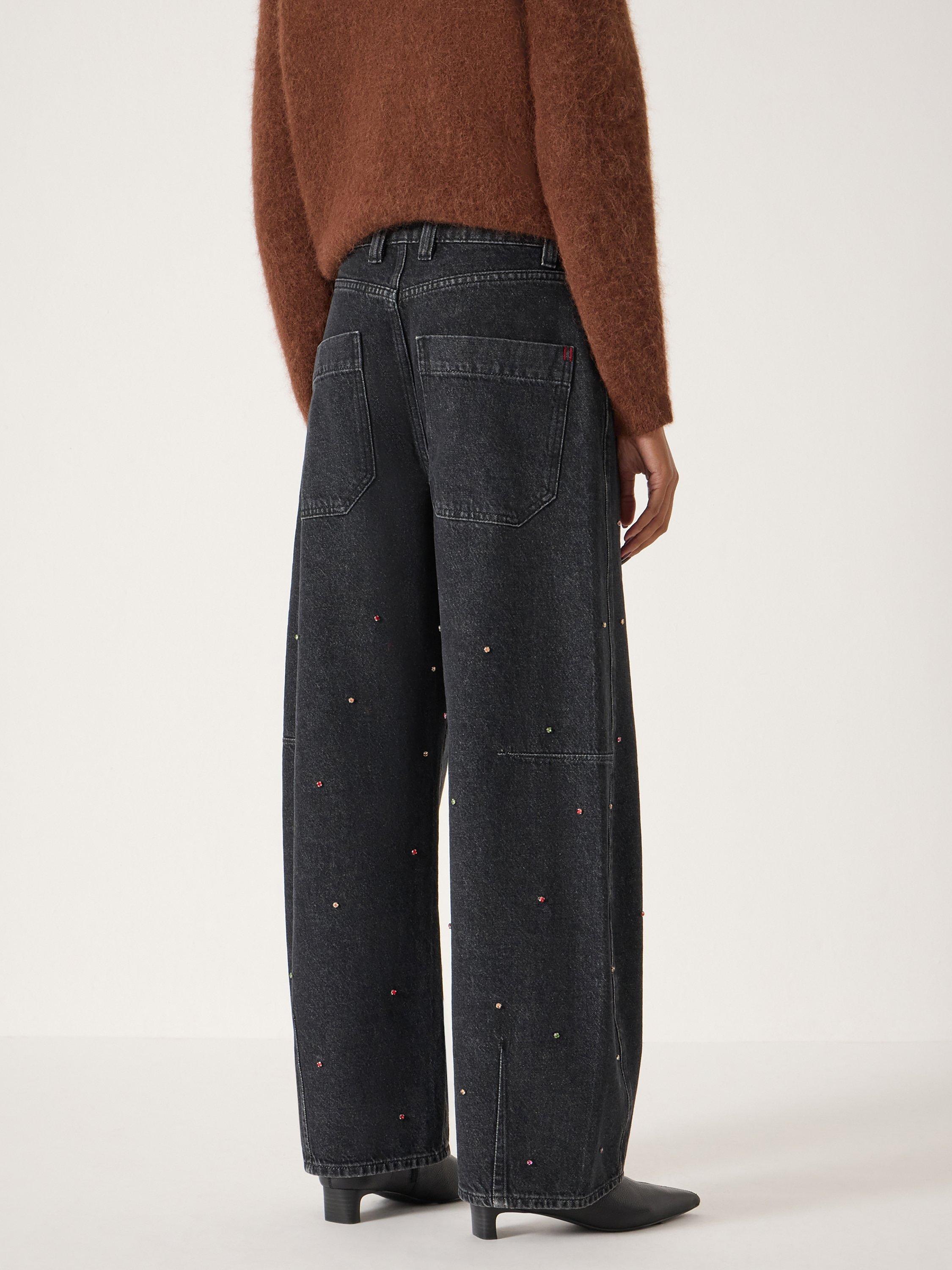 Product image 3 of 5, which shows HUSH Bree Cotton Barrel Jeans, Washed Black, 10S