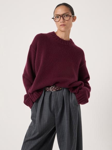 HUSH Cora Chunky Cashmere Jumper, Burgundy Purple