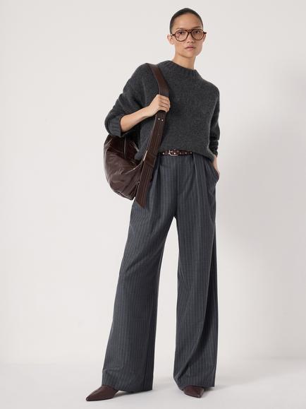 HUSH Cora Chunky Cashmere Jumper, Charcoal Marl