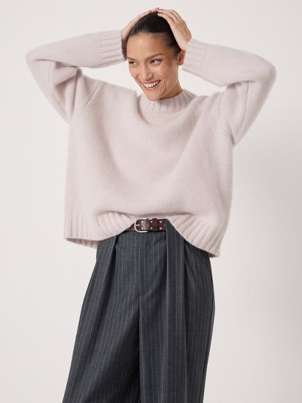HUSH Cora Chunky Cashmere Jumper, Milk White