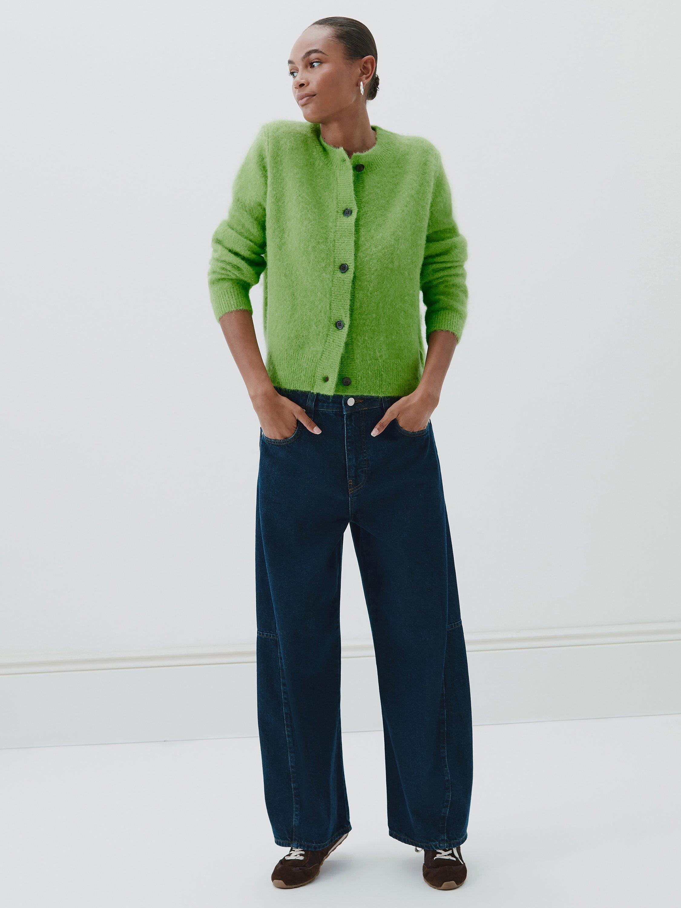 Product image 1 of 1, which shows HUSH Button Through Alpaca Blend Cardigan, Jasmine Green, L-XL