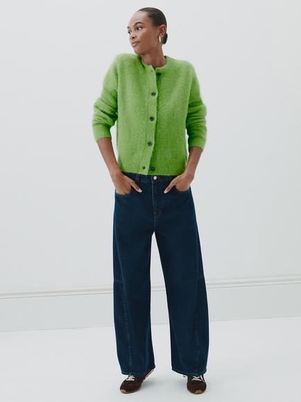 HUSH Button Through Alpaca Blend Cardigan, Jasmine Green, Jasmine Green