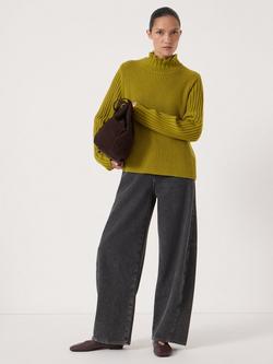 HUSH High Neck Ribbed Jumper, Peat Moss