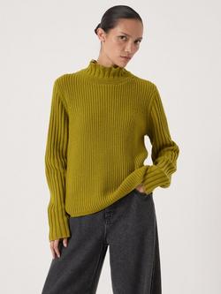 HUSH High Neck Ribbed Jumper - view 2, Peat Moss