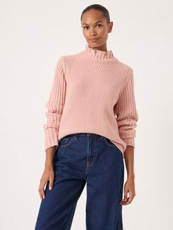 HUSH High Neck Ribbed Jumper, Soft Pink