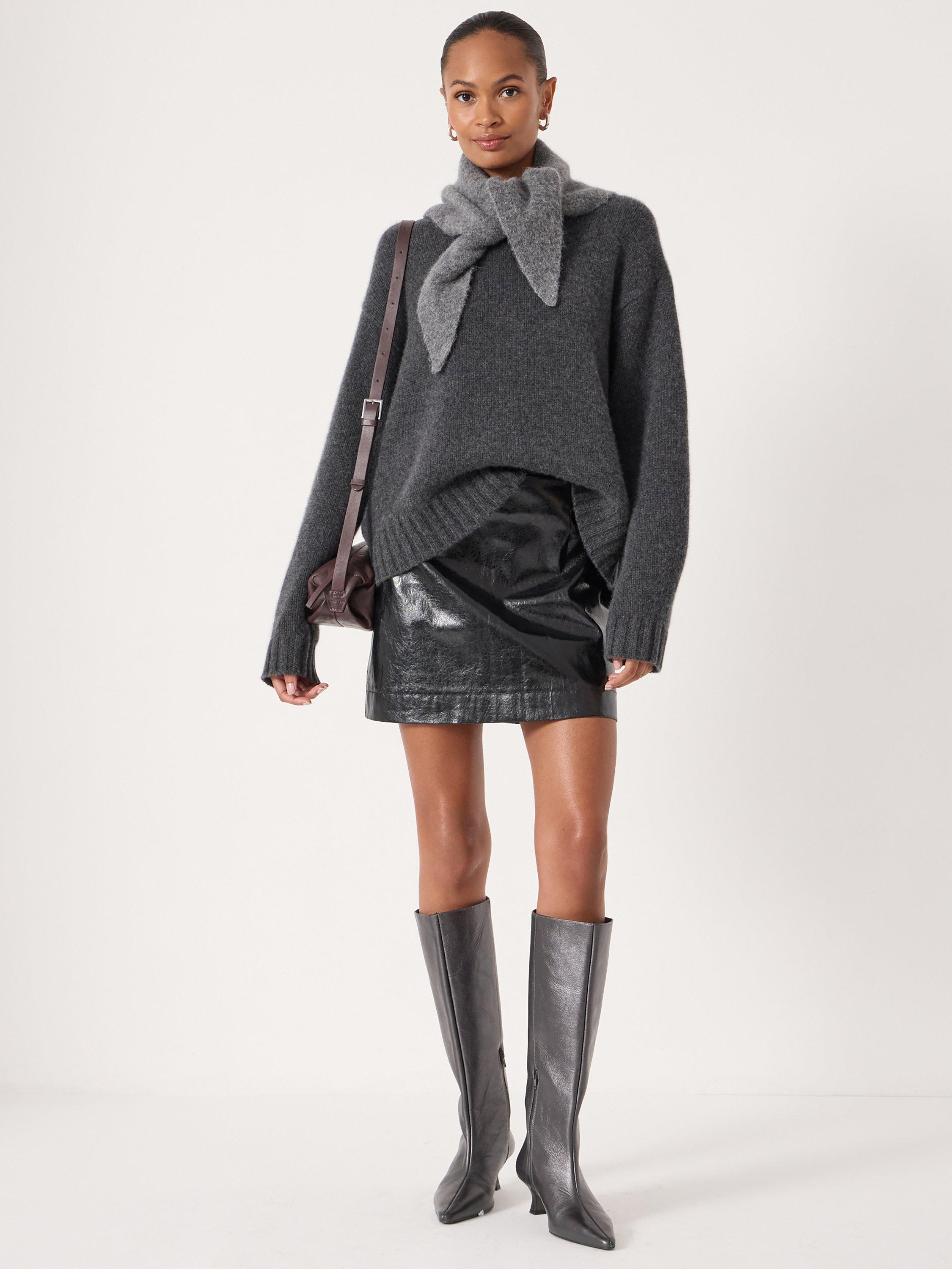 Product image 2 of 4, which shows HUSH Crackled Patent Mini Skirt, Black, 6