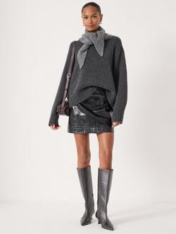 HUSH Crackled Patent Mini Skirt, Black - view 2, Black