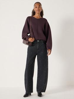 HUSH Round Neck Barrel Sweatshirt, Plum Purple, Plum Purple