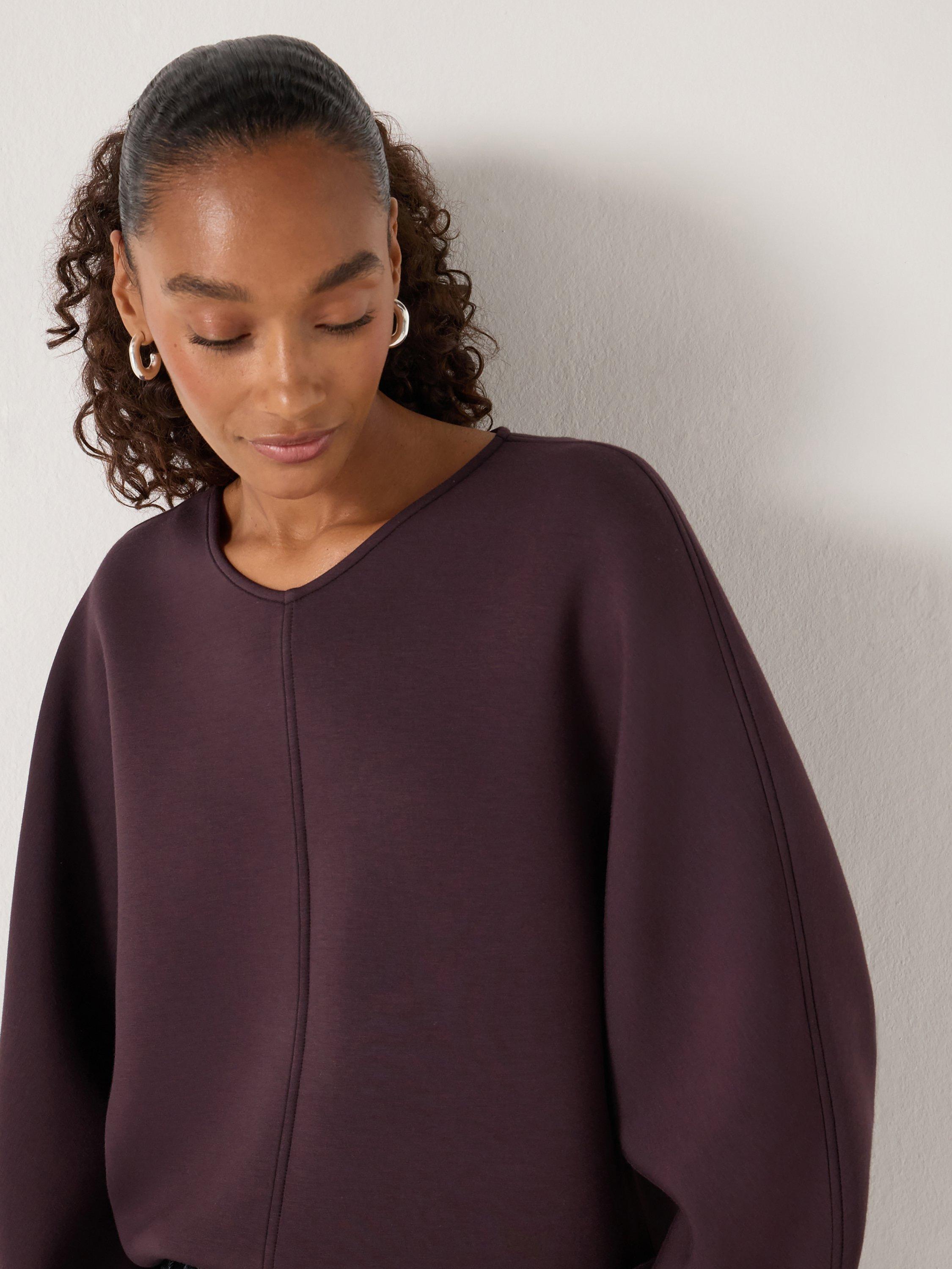 Product image 5 of 5, which shows HUSH Round Neck Barrel Sweatshirt, Plum Purple, XS-S