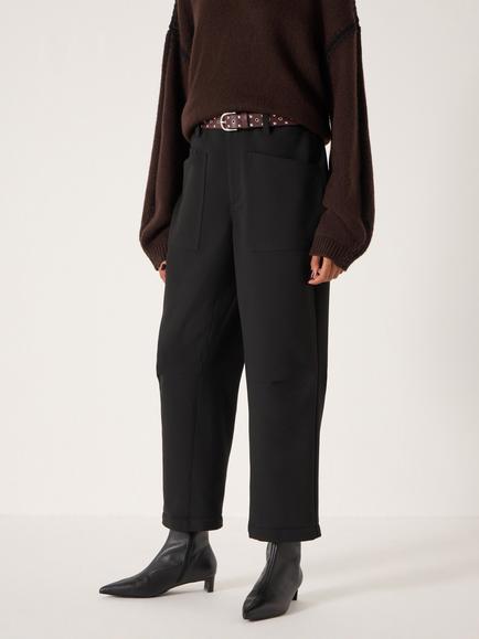 HUSH Barrel Leg Tailored Trousers, Black