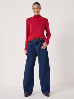 HUSH Cotton High Neck Jersey Top, Ruby Red