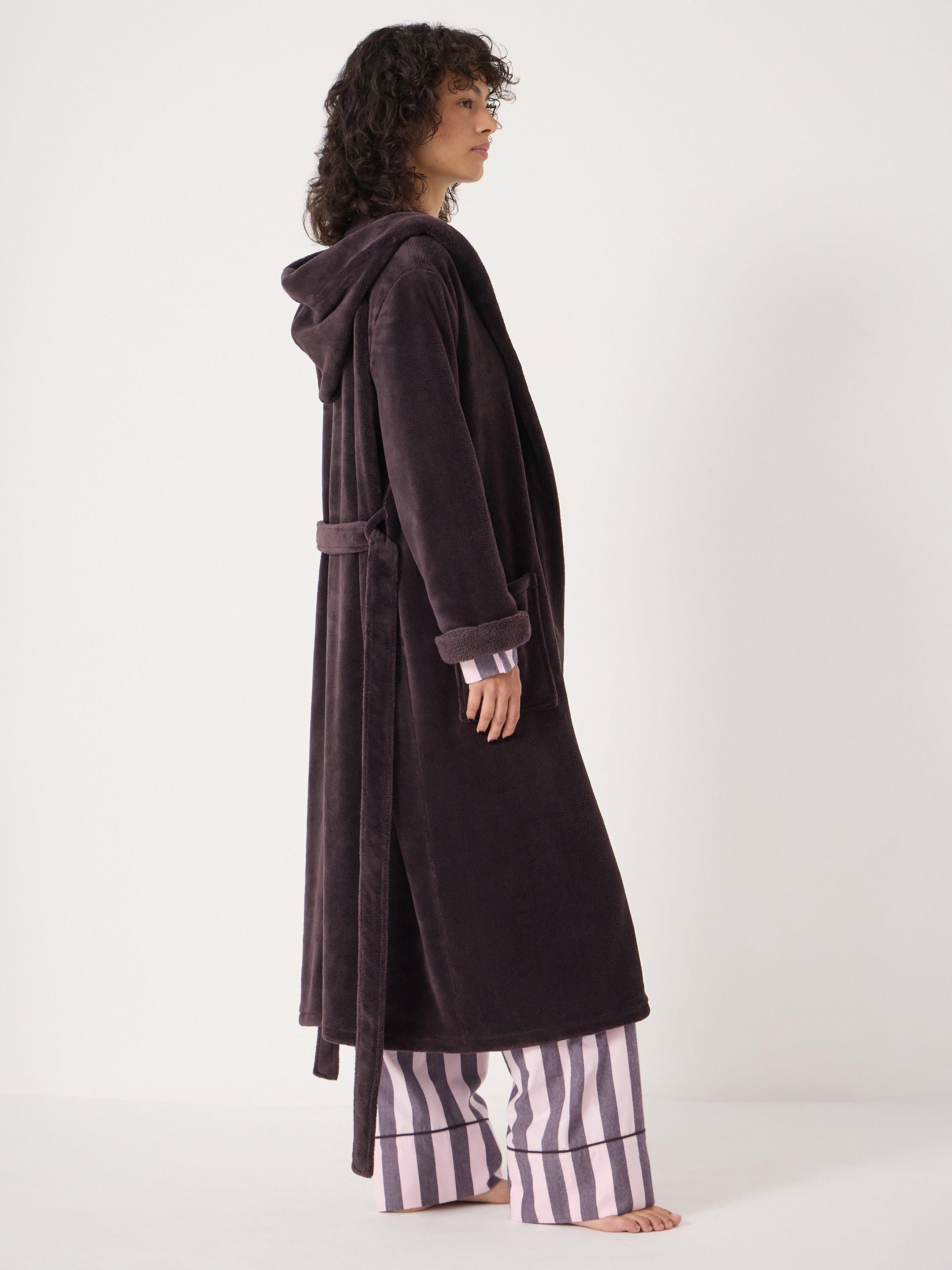 Product image 2 of 5, which shows HUSH Fluffy Hooded Dressing Gown, Plum Purple, L-XL