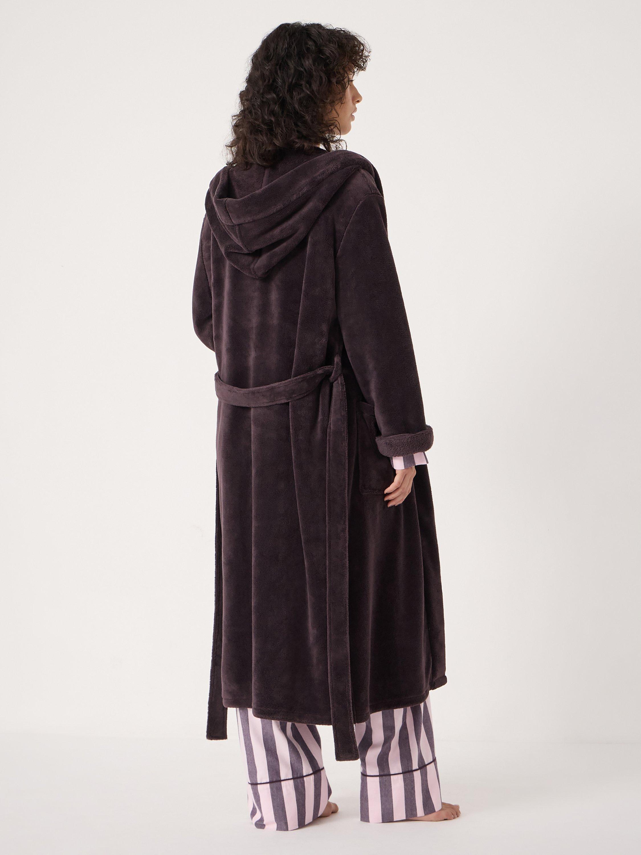 Product image 3 of 5, which shows HUSH Fluffy Hooded Dressing Gown, Plum Purple, L-XL