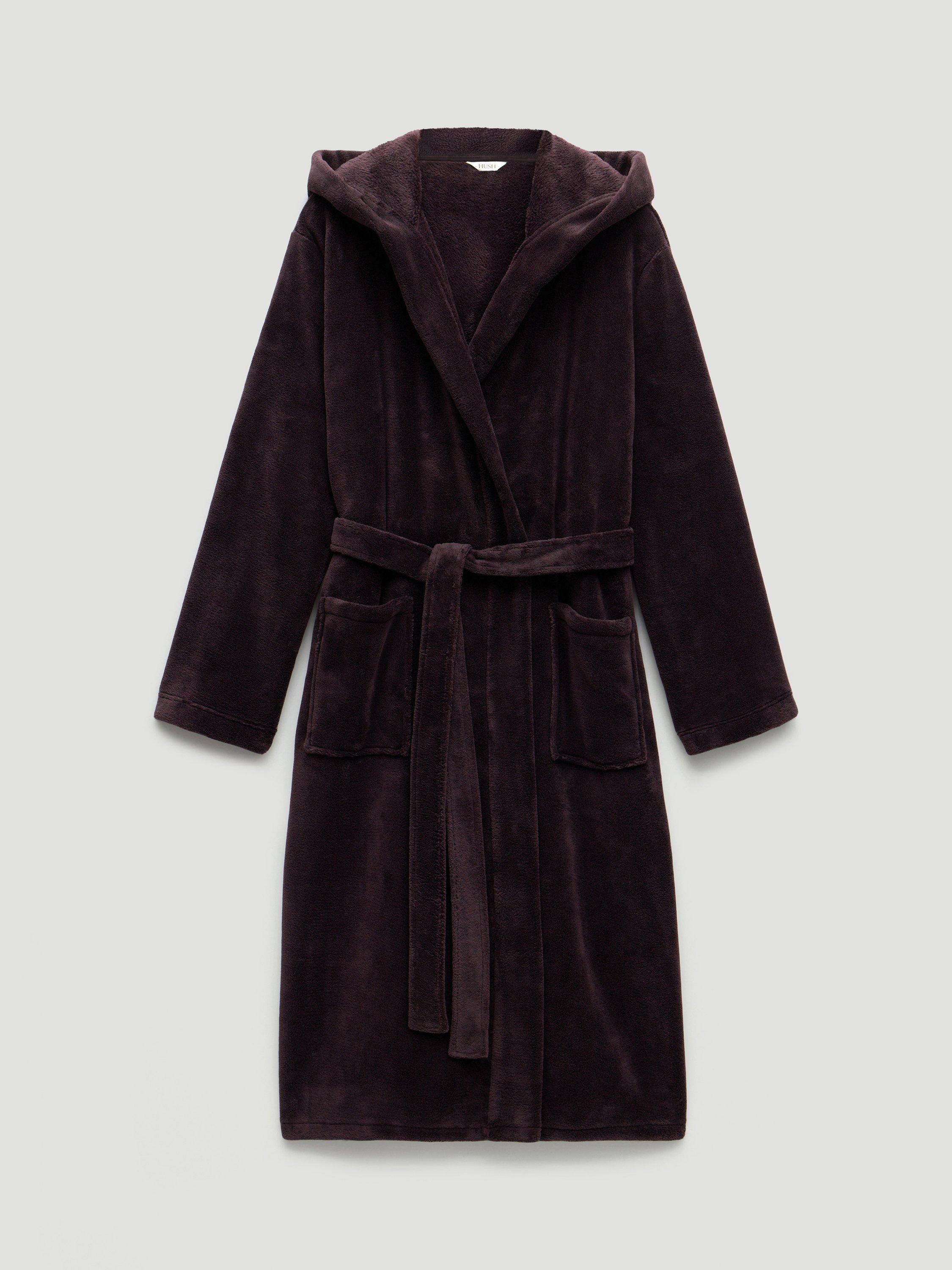 Product image 4 of 5, which shows HUSH Fluffy Hooded Dressing Gown, Plum Purple, L-XL