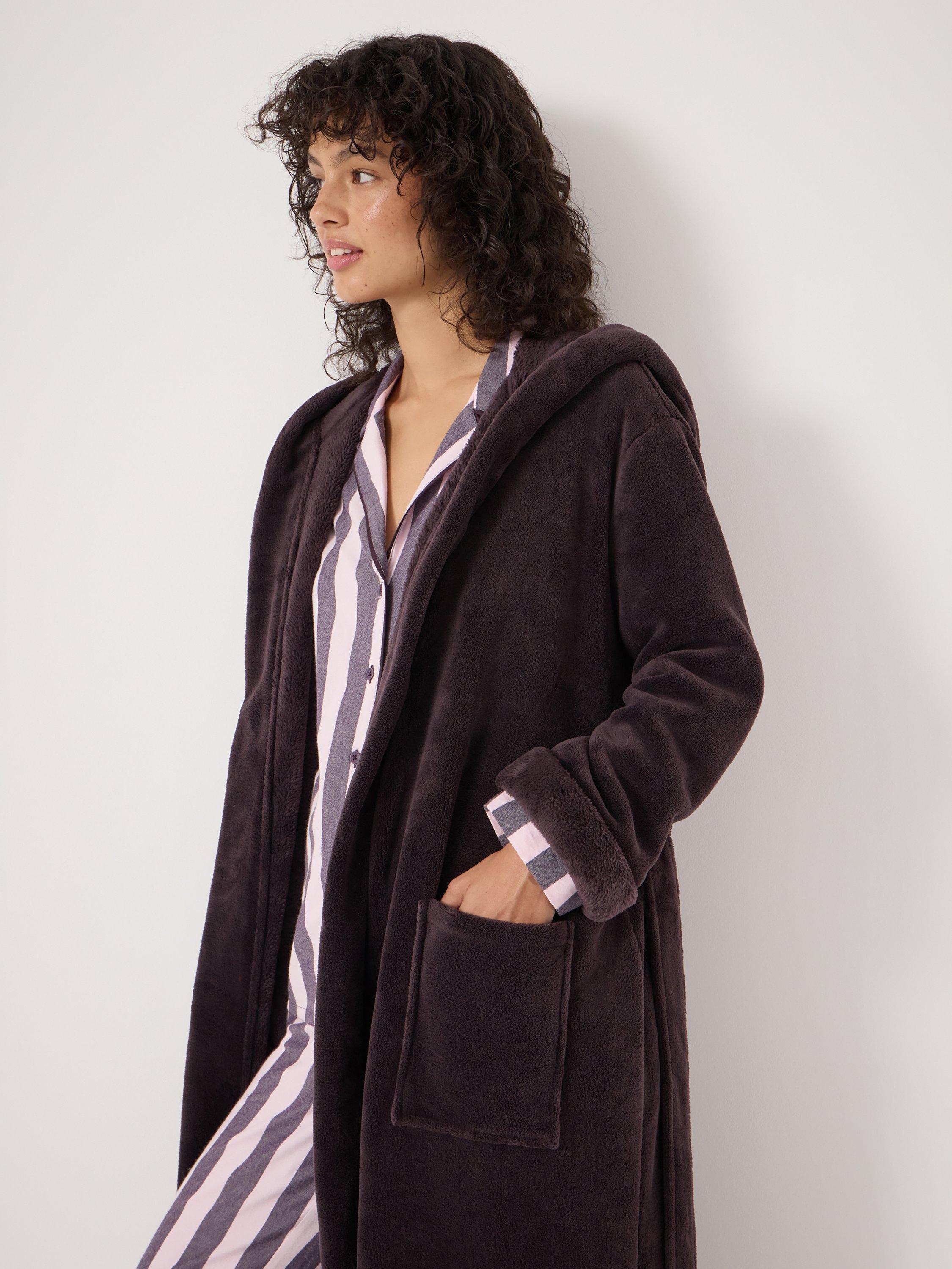 Product image 5 of 5, which shows HUSH Fluffy Hooded Dressing Gown, Plum Purple, L-XL