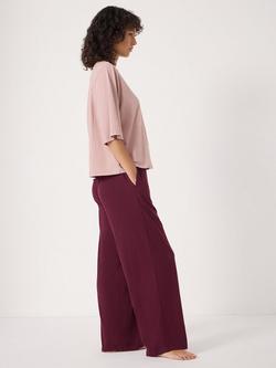 HUSH Midy Slub Long Pyjama Set - view 2, Wine/Multi