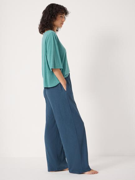 HUSH Midy Slub Long Pyjama Set - view 2, Teal/Blue