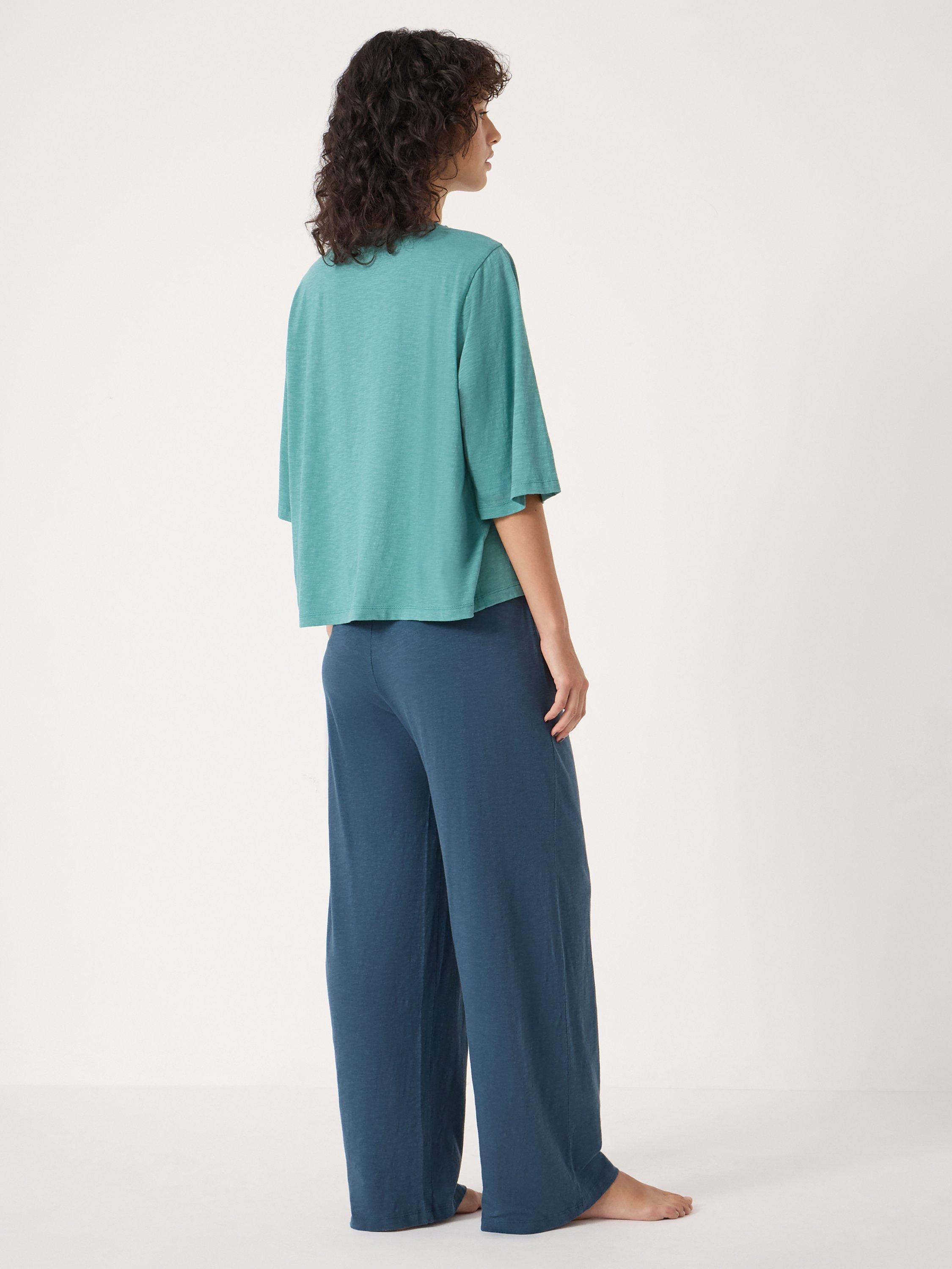 Product image 3 of 5, which shows HUSH Midy Slub Long Pyjama Set, Teal/Blue, XS-S