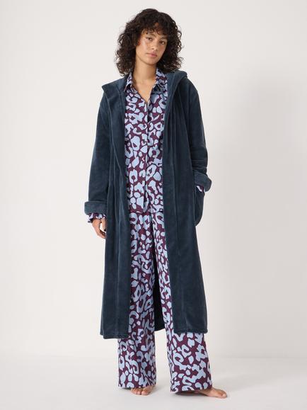 HUSH Fluffy Hooded Dressing Gown, Teal Blue