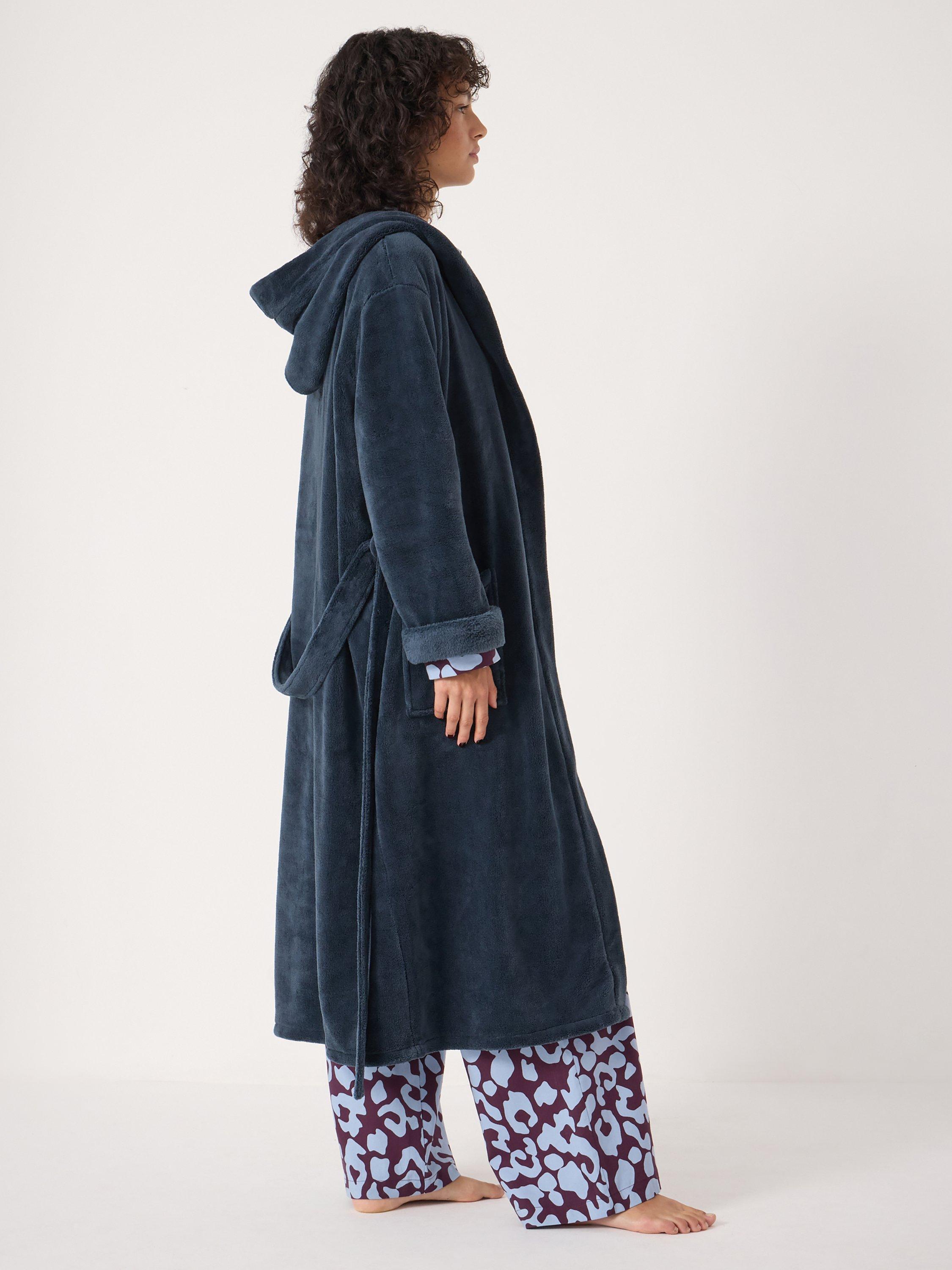 Product image 2 of 5, which shows HUSH Fluffy Hooded Dressing Gown, Teal Blue, XS-S