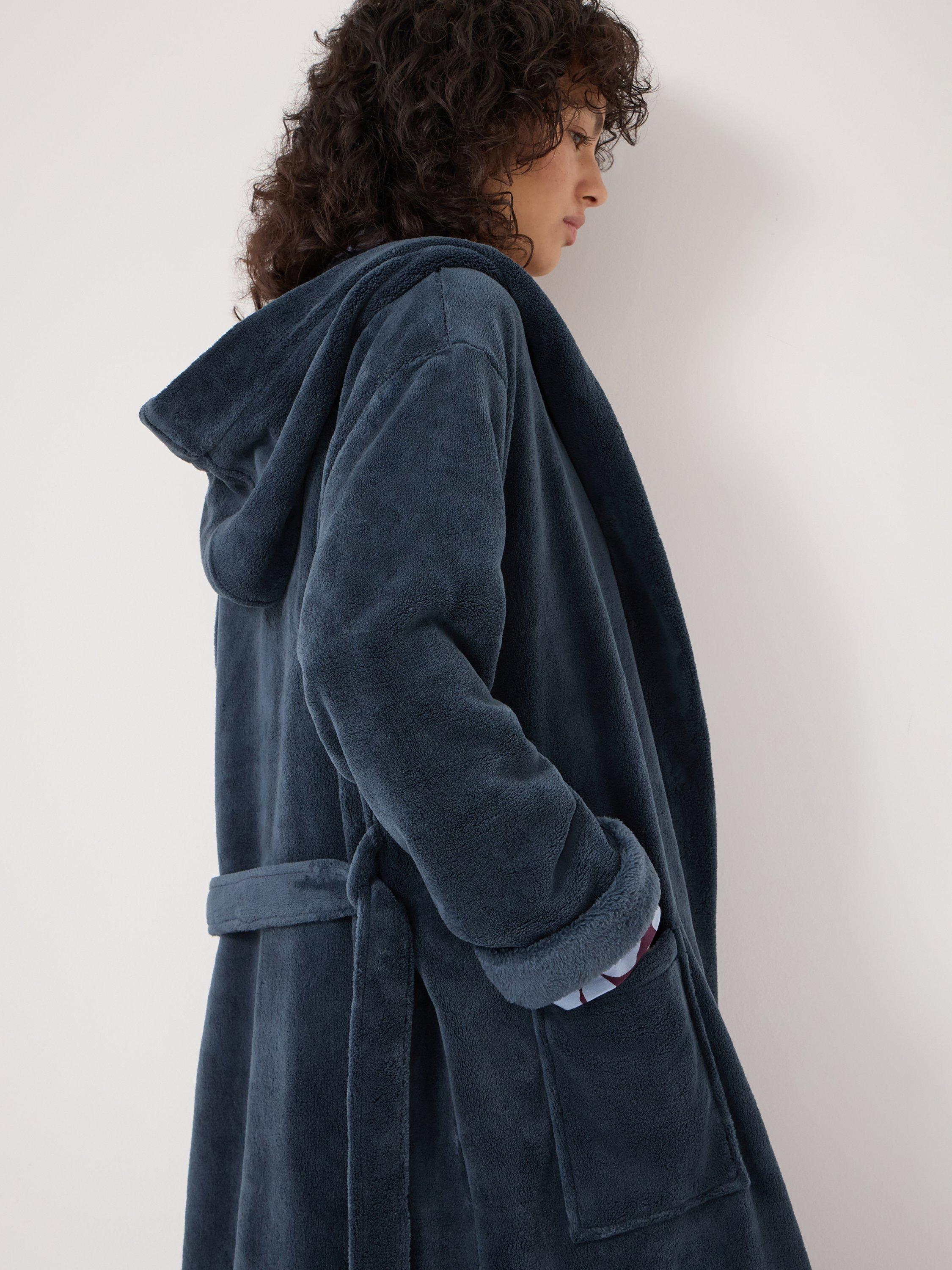 Product image 5 of 5, which shows HUSH Fluffy Hooded Dressing Gown, Teal Blue, XS-S