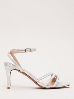Phase Eight Sparkle Strappy Heeled Sandals, Silver, Silver
