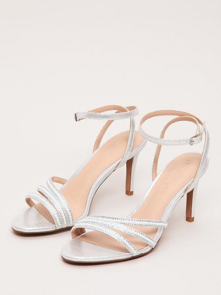 Phase Eight Sparkle Strappy Heeled Sandals, Silver - view 2, Silver