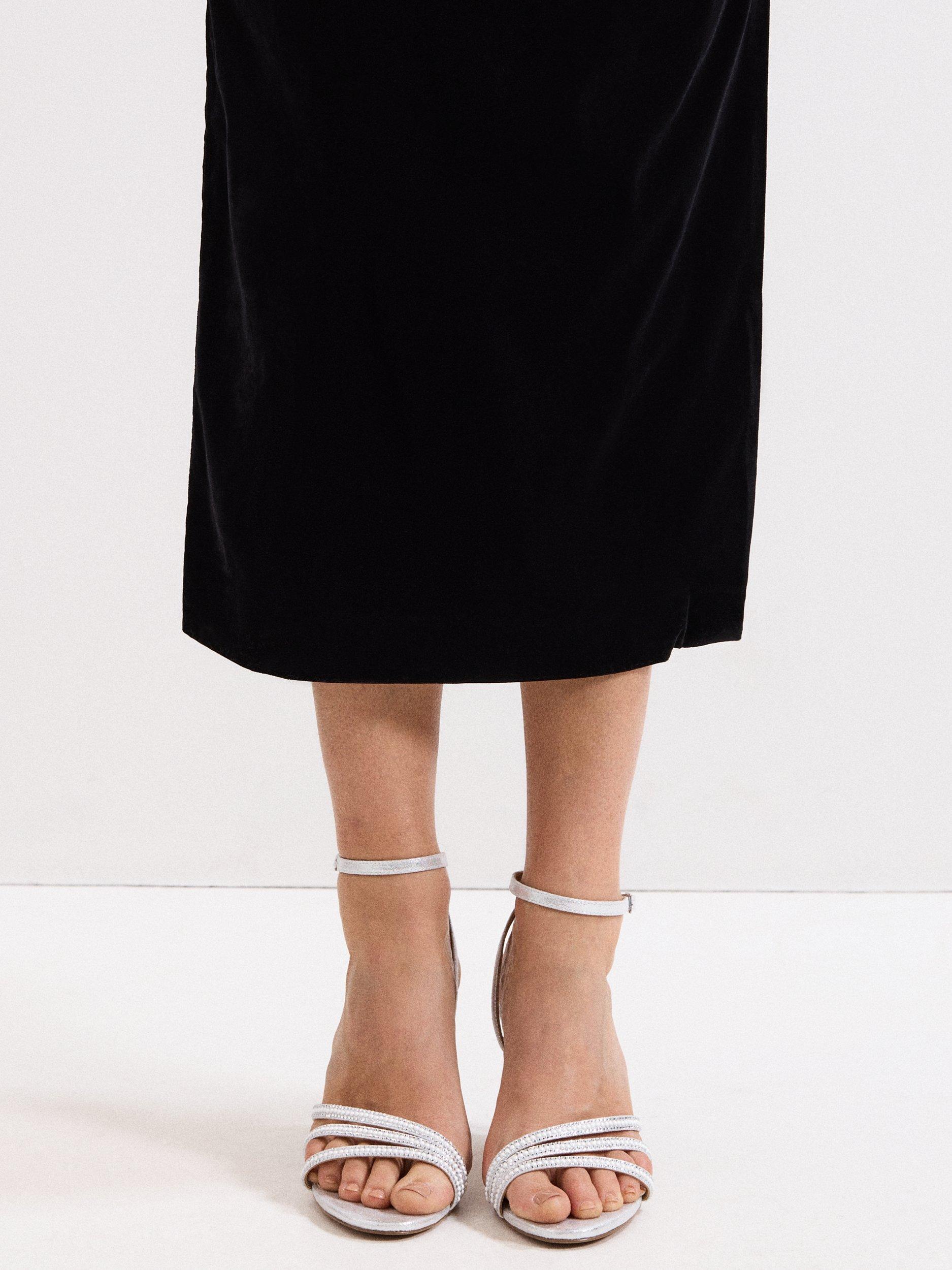 Product image 7 of 9, which shows Phase Eight Sparkle Strappy Heeled Sandals, Silver, 3