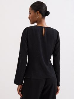 Phase Eight Petite Noa Drape Top, Black - view 2, Black