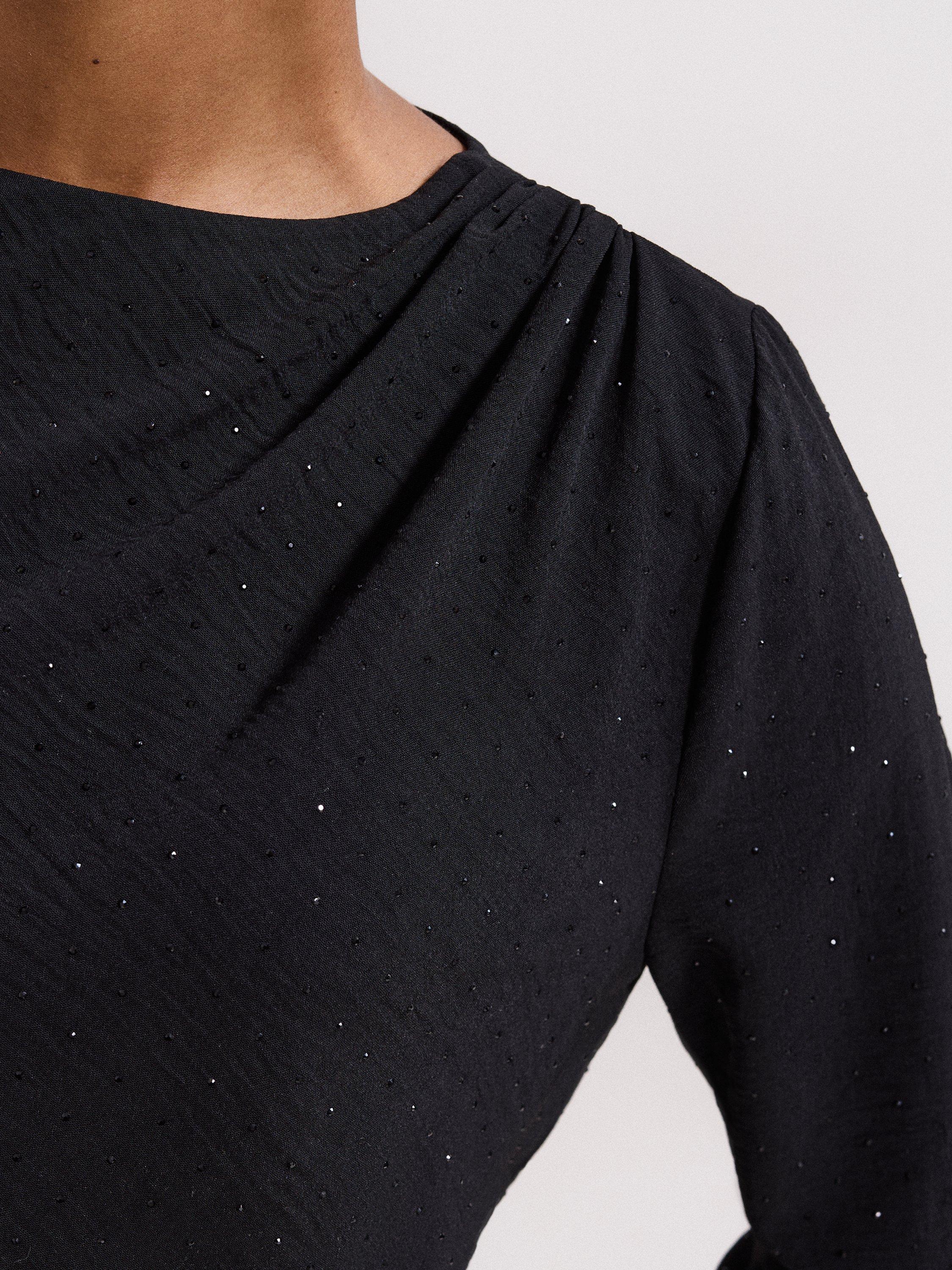 Product image 4 of 8, which shows Phase Eight Petite Noa Drape Top, Black, 8