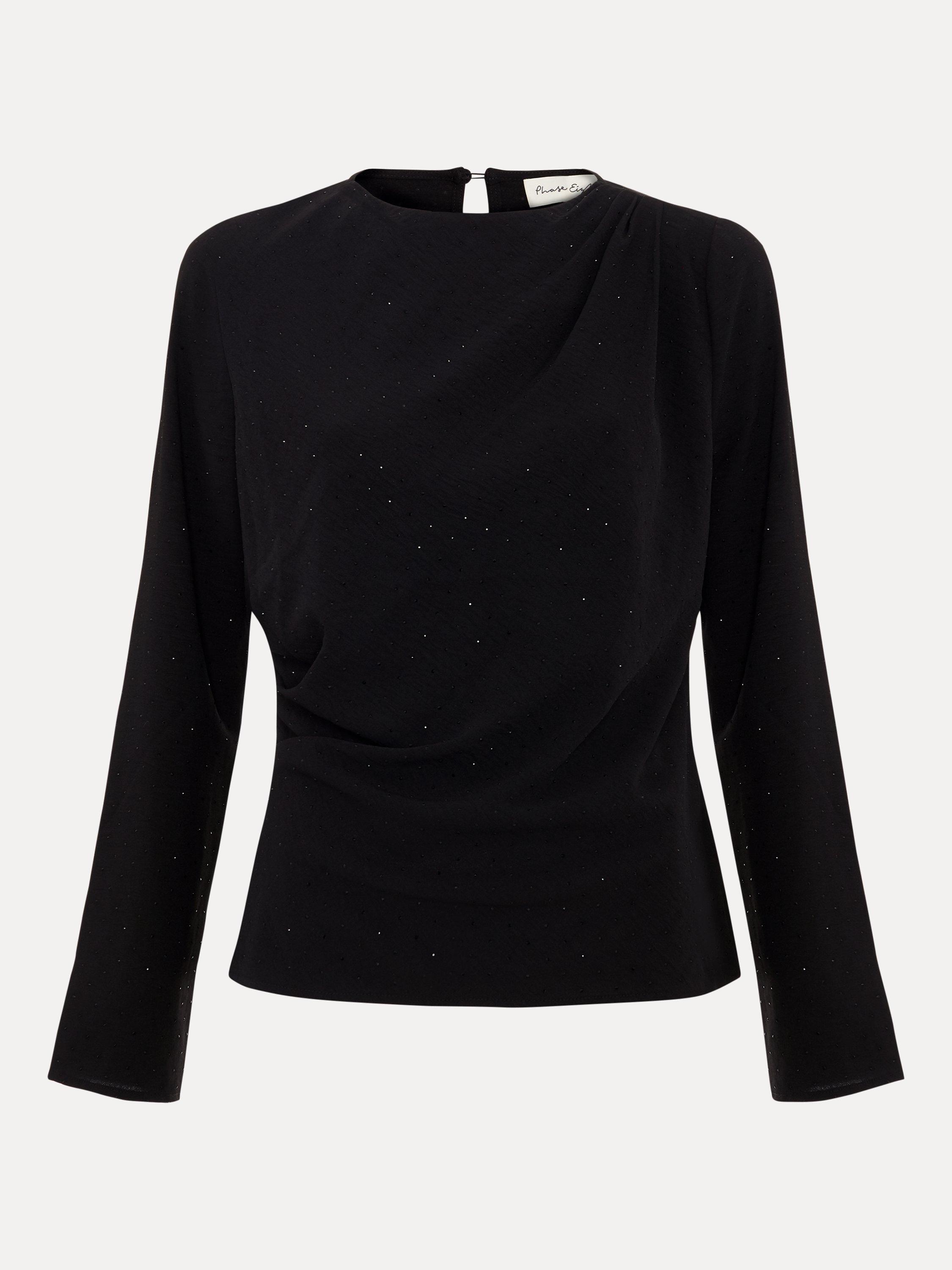 Product image 5 of 8, which shows Phase Eight Petite Noa Drape Top, Black, 8