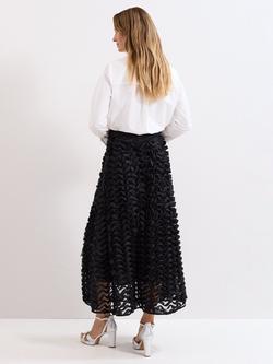 Phase Eight Talis Textured Midi Skirt, Black - view 2, Black