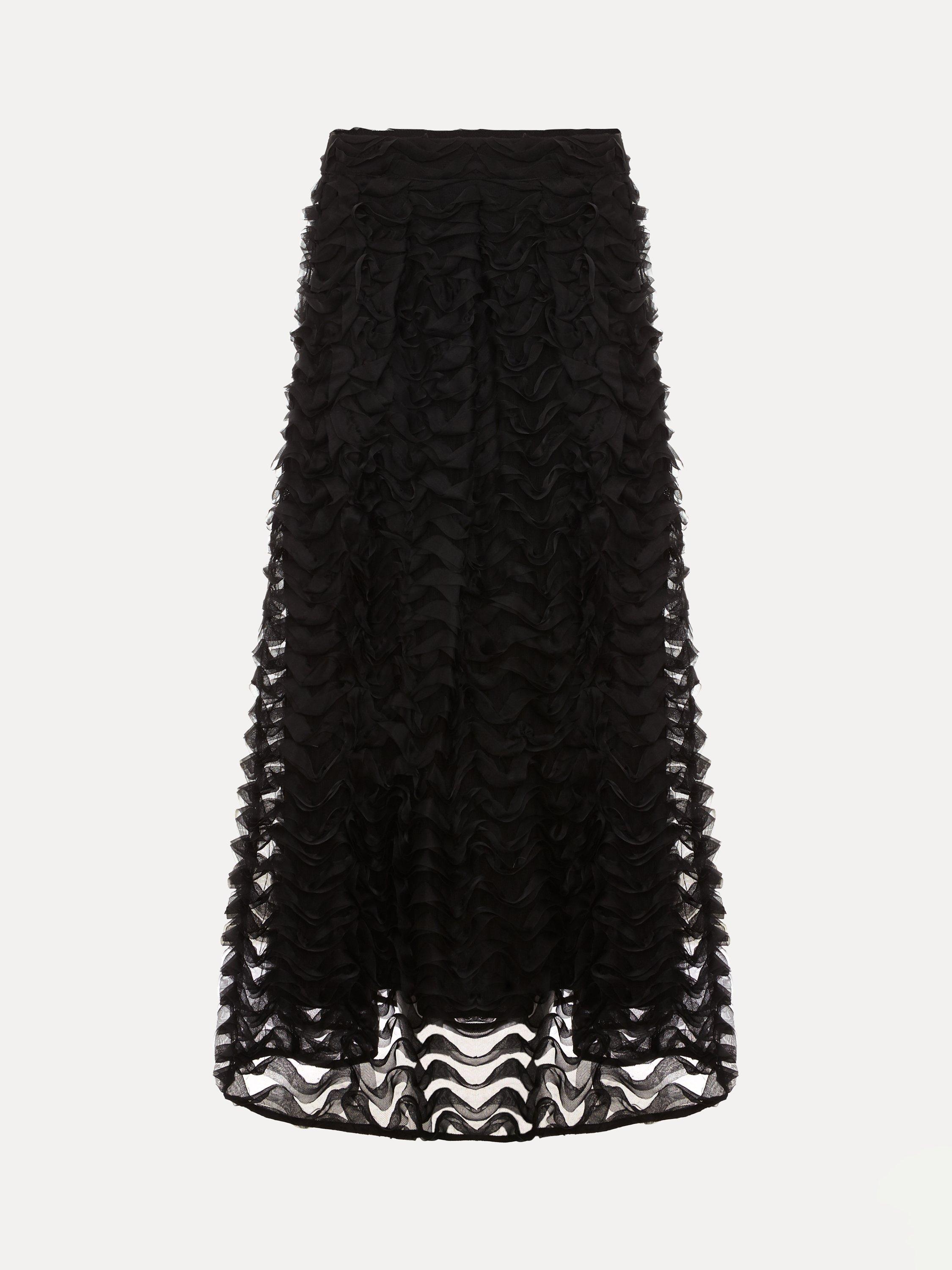 Product image 5 of 8, which shows Phase Eight Talis Textured Midi Skirt, Black, 8