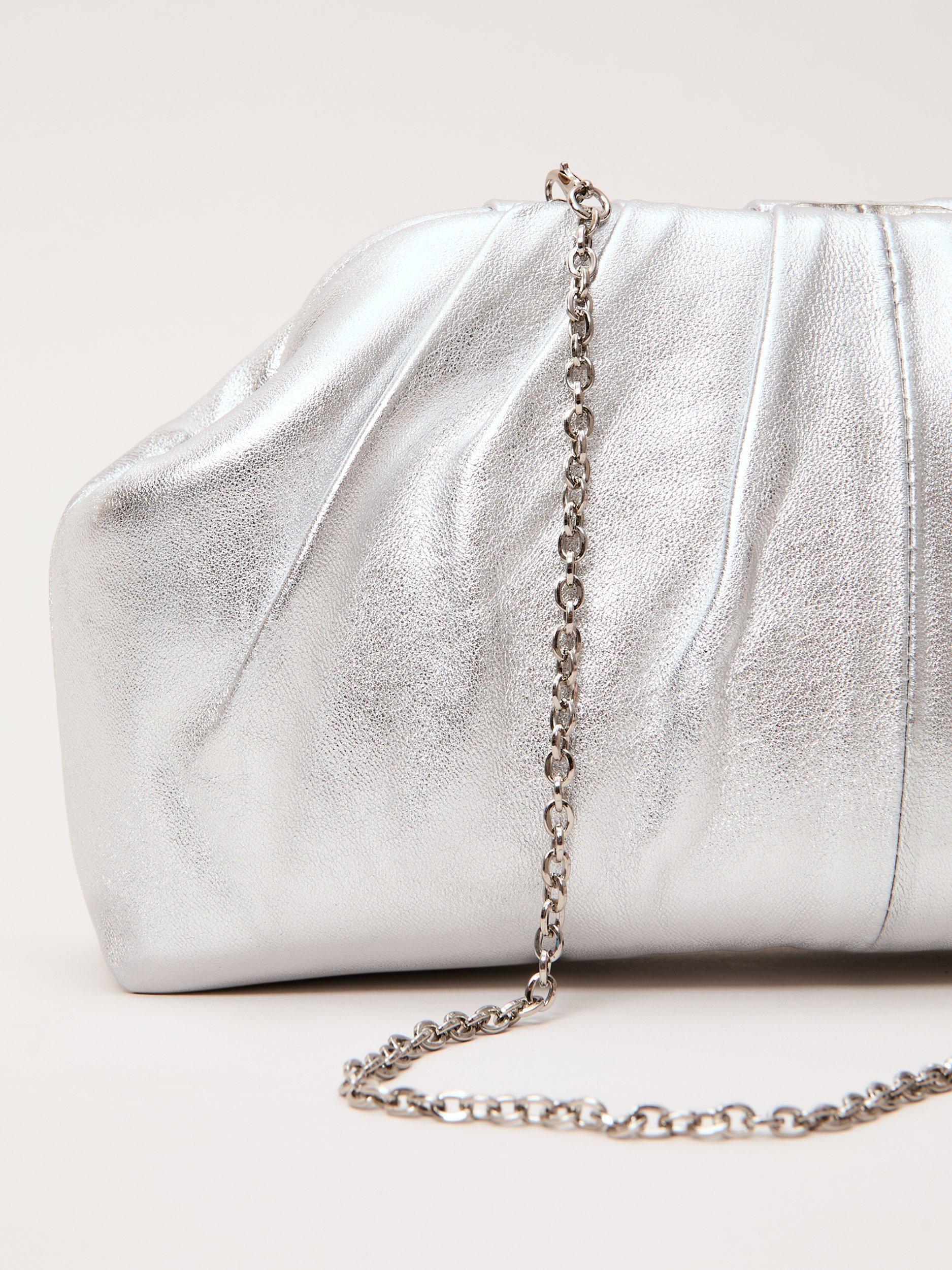Product image 3 of 8, which shows Phase Eight Pouch Clutch Bag, Silver, One Size