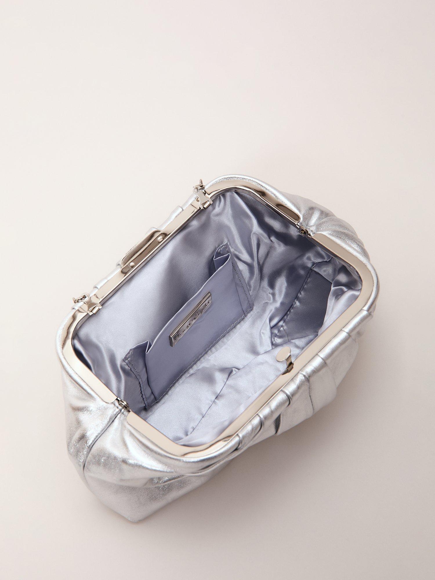 Product image 4 of 8, which shows Phase Eight Pouch Clutch Bag, Silver, One Size